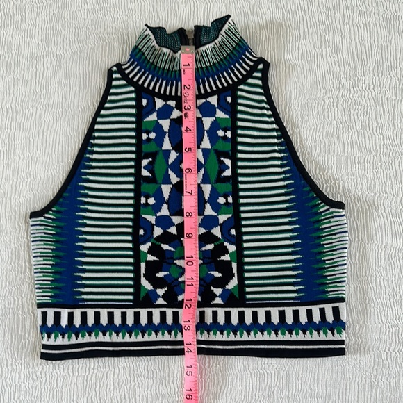 Torn by Ronny Kobo Blue Black Graphic stretch knit halter style Tank Top - Picture 7 of 8